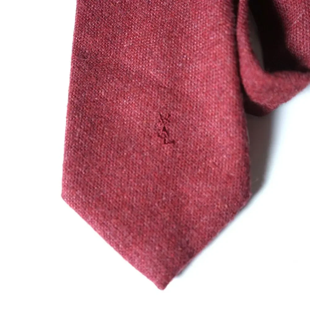 Yves Saint Laurent Vintage Heather Mist Neck Tie Italy Red Monogram Logo